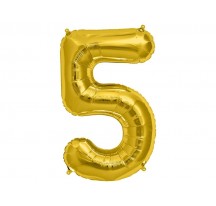 Balónek fóliový narozeniny číslo 5 zlatý 86cm