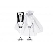 Svatební oblečení na sklenice Ženich s nevěstou