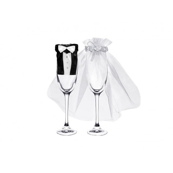 Svatební oblečení na sklenice Ženich s nevěstou