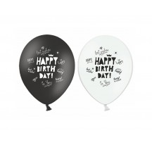 Balónek Happy Birthday bílý nebo černý