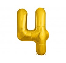 Balónek fóliový narozeniny číslo 4 zlatý 86cm