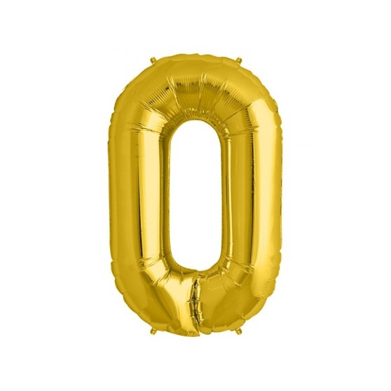 Balónek fóliový narozeniny číslo 0 zlatý 86cm