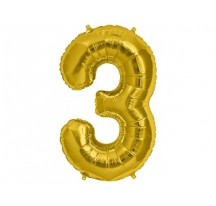 Balónek fóliový narozeniny číslo 3 zlatý 86cm